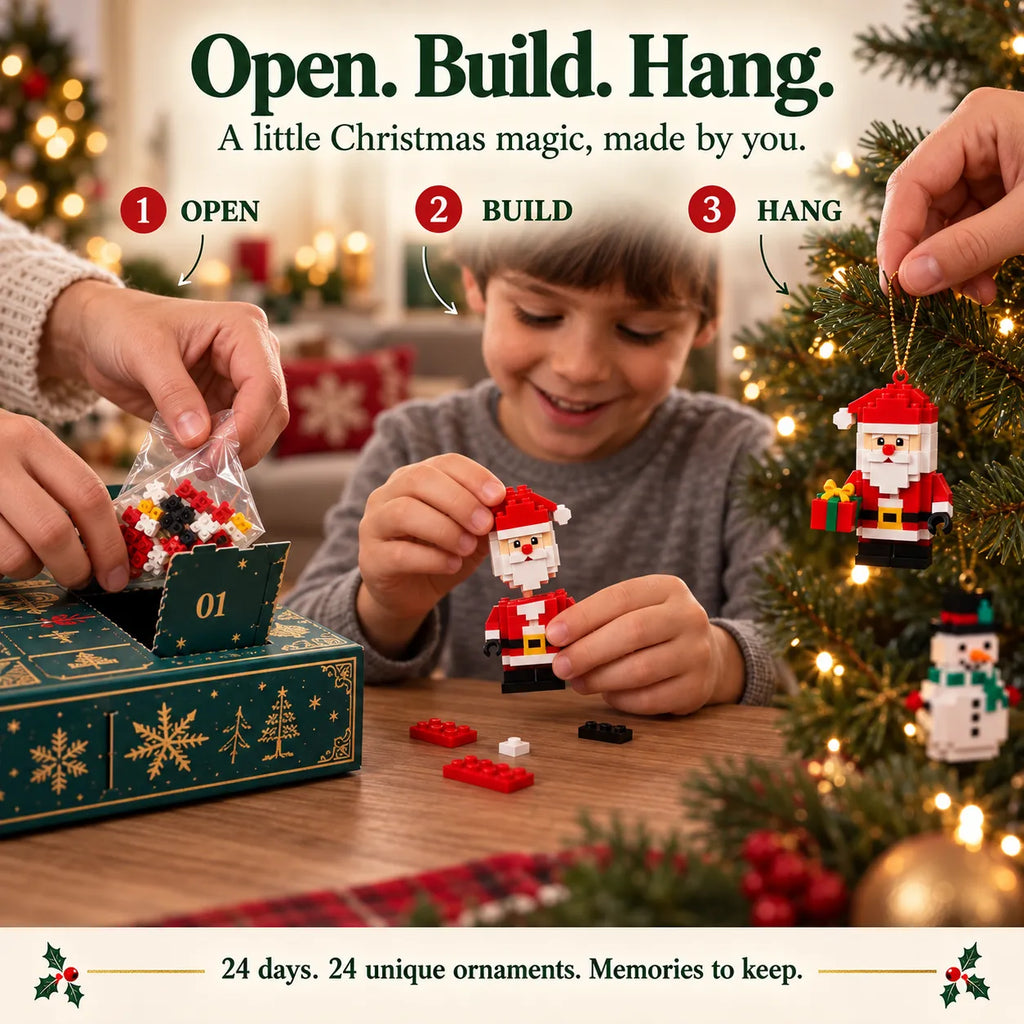 🎄🧱 24-Day Mini Christmas Brick Ornament Advent Calendar – Build, Hang & Keep 24 Holiday Ornaments 🎁✨