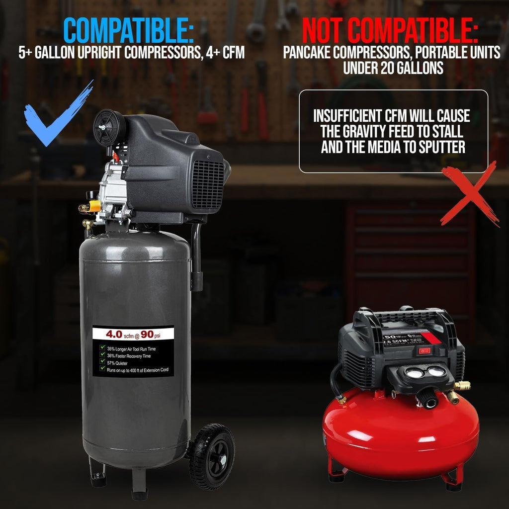 🛠️Light-Duty Pneumatic Sandblaster Kit | 150 PSI | Metal Nozzle | Rust Removal | Air Compressor Powered