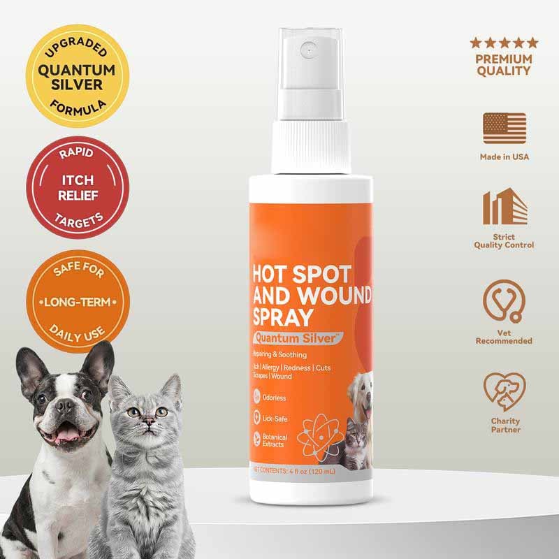 Itch Relief Spray –Vet Recommended Skin Soothing Quantum Silver Spray for Dogs & Cats