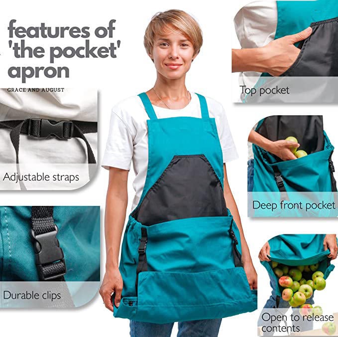✨Cross Back Gardening Apron With Deep Kangaroo Release Pockets