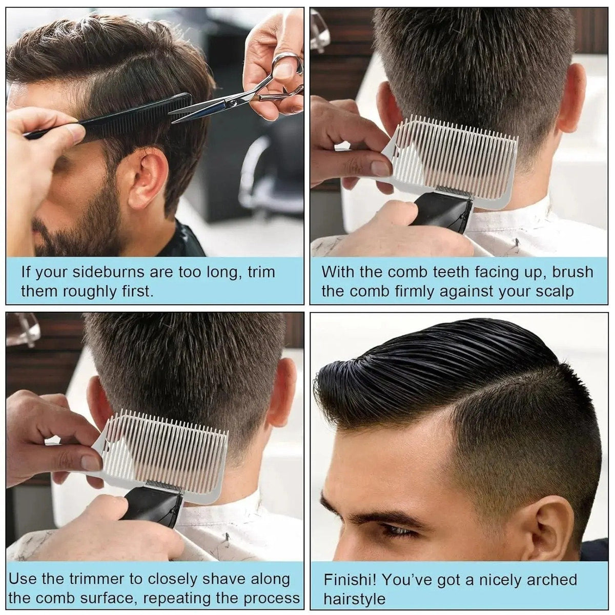 🔥 Limited-Time 49% OFF✂️ 4-Piece Home Haircut Guide Kit | Adjustable Silicone Clipper Band for Fades & Edge