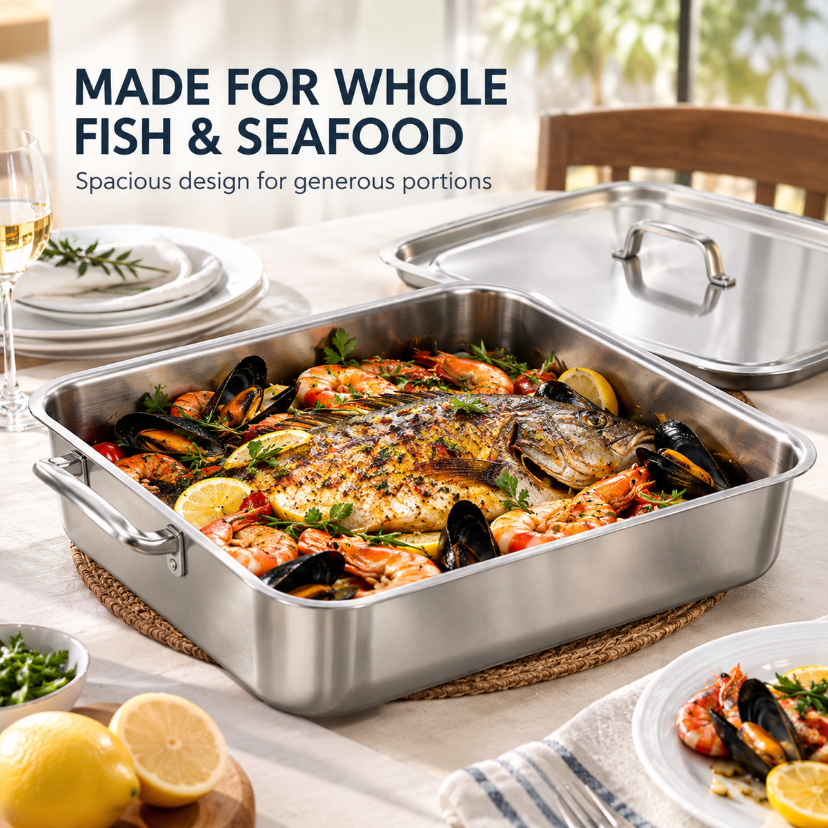 🥘🥘Large, extra-thick, heavy-duty baking pan; high-temperature resistant kitchen tray.