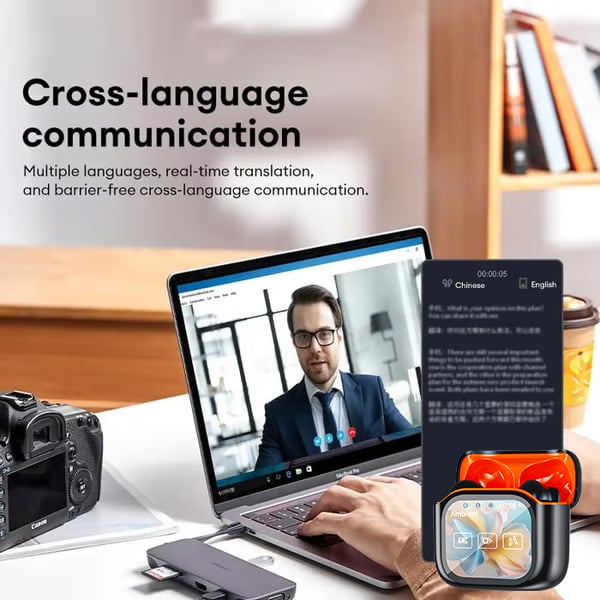 🔥Wireless Bluetooth Translation Earphone With LED display screen(Fit iOS & Android)