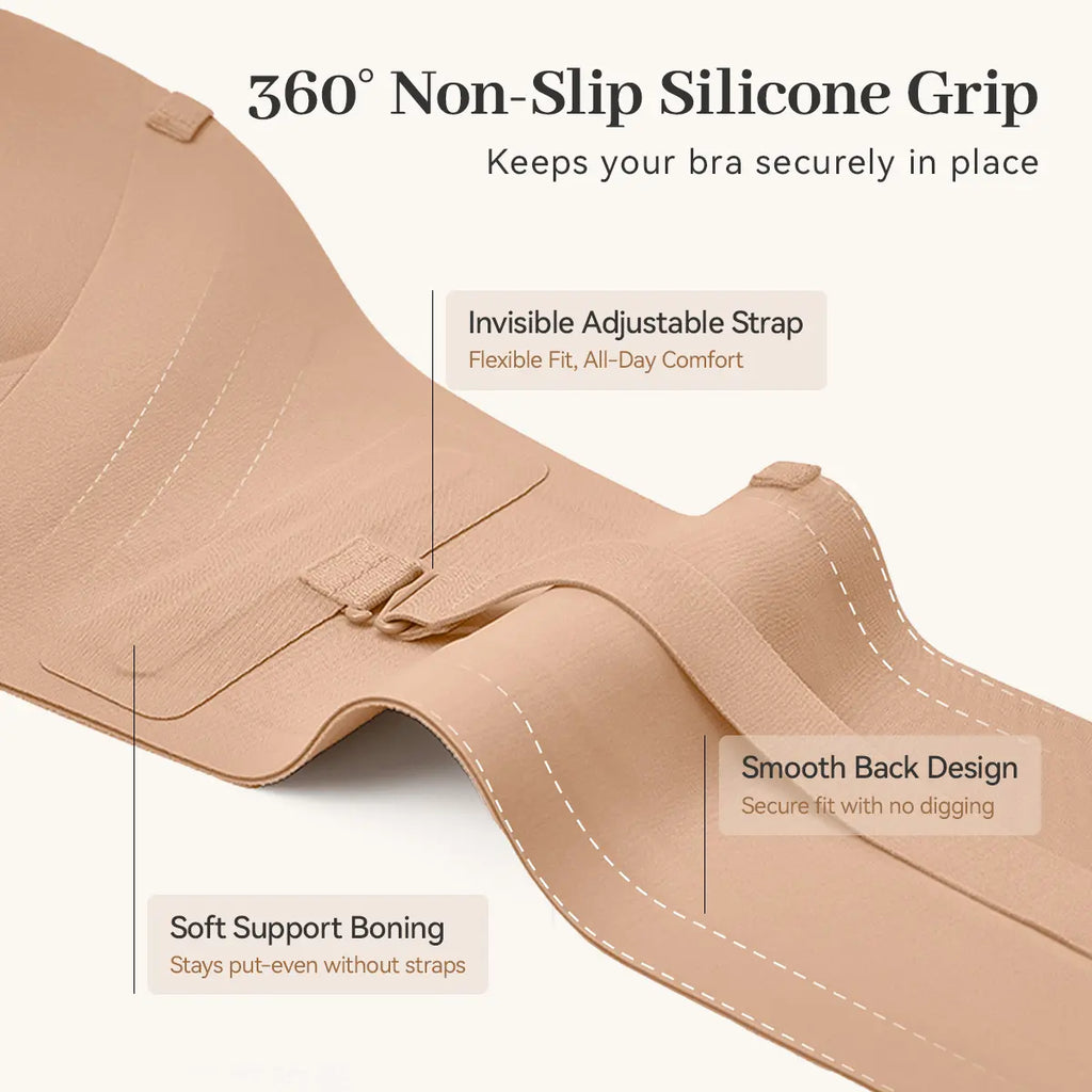 LUCKMEEY Womens Strapless Front Closure Bra Push Up Lift Bra Padded Add Cup Non Slip  Anti-Slip Grip & Removable Straps Fit Outfits Wireless Supportive  Seamless Comfortable
