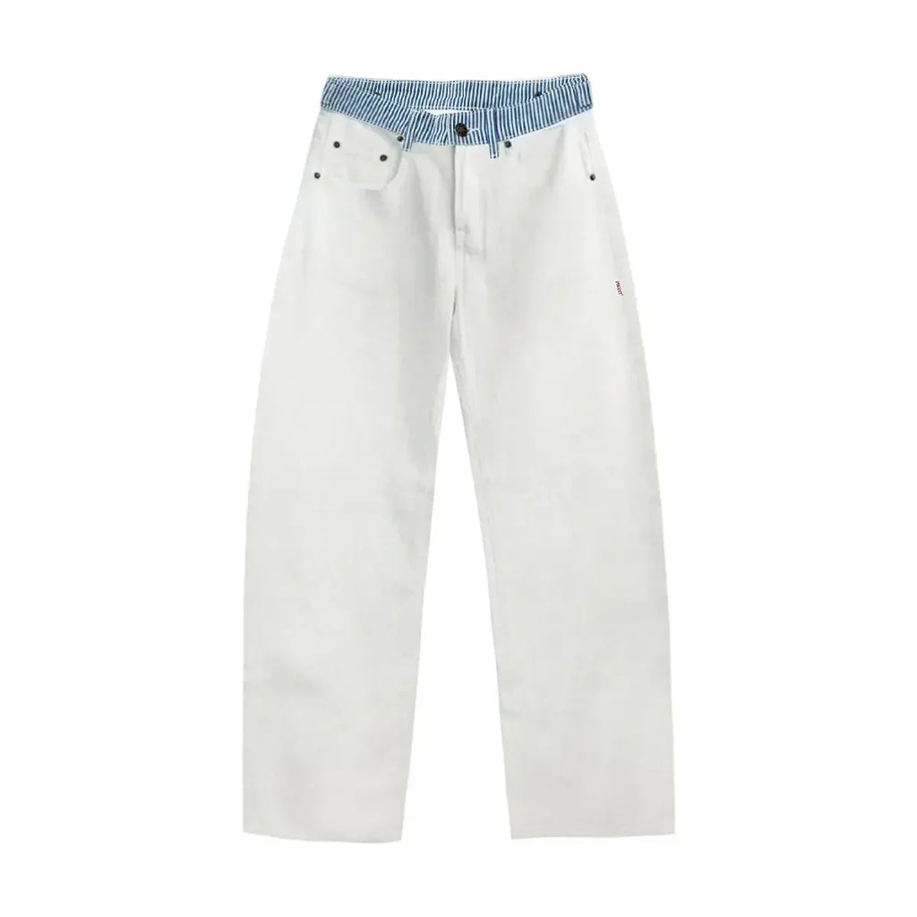 Adjustable Low-Rise Loose Barrel Leg Jeans