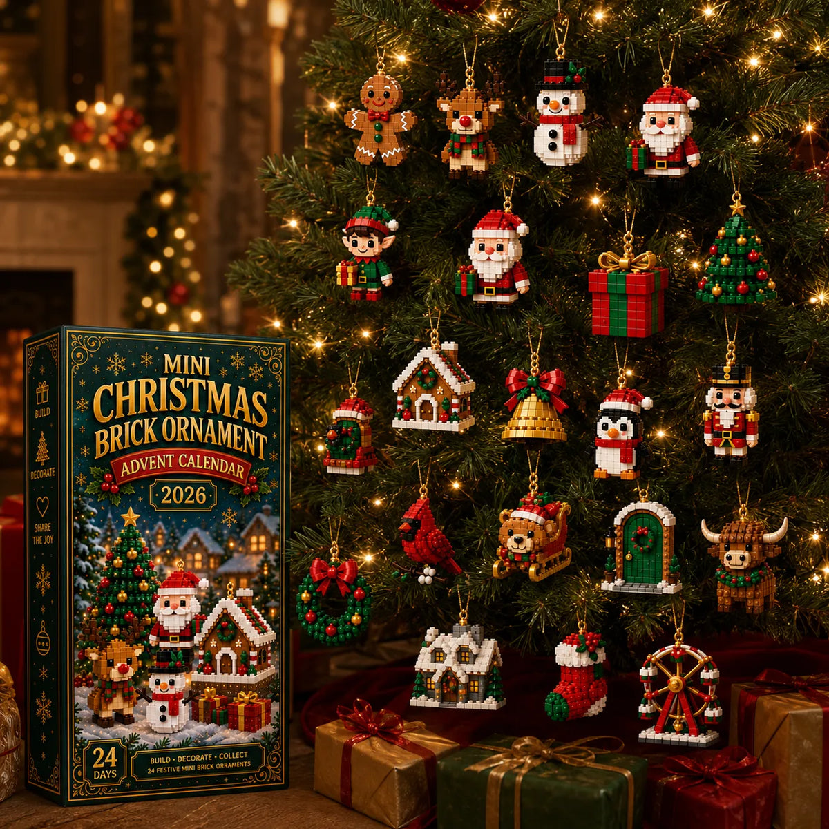 🎄🧱 24-Day Mini Christmas Brick Ornament Advent Calendar – Build, Hang & Keep 24 Holiday Ornaments 🎁✨