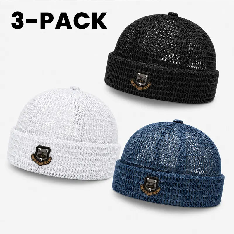Men's 3-Pack Feather-Soft Blended Yarns Mesh Netting Beanies 🧢