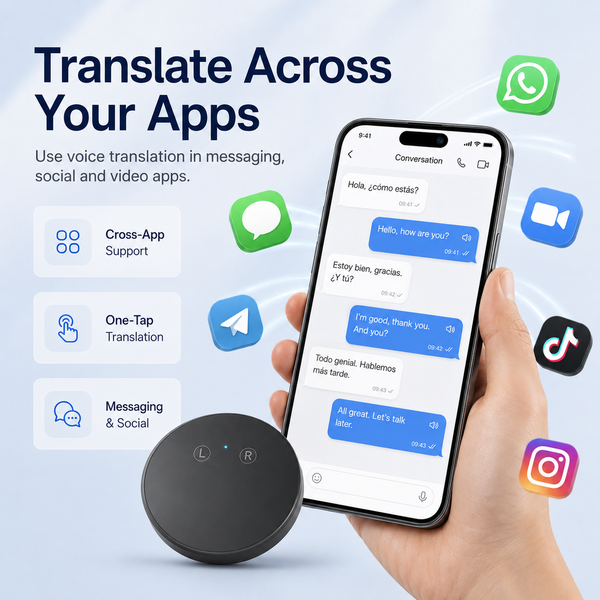 🔥🔥AI Language Translator Device – Real-Time Two-Way Voice Translator with Multi-Language Support