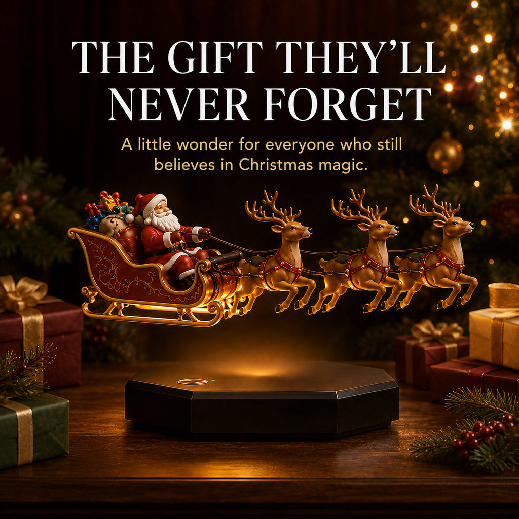 🎅🎅 Floating Santa Sleigh with 4 Reindeer – Magnetic Levitation Christmas Display