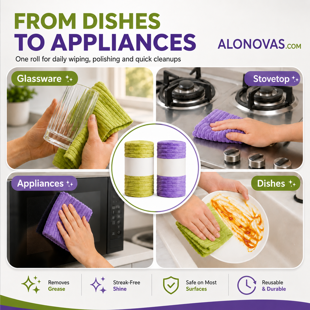 Multipurpose Reusable Tear-Off Cleaning Cloth Roll