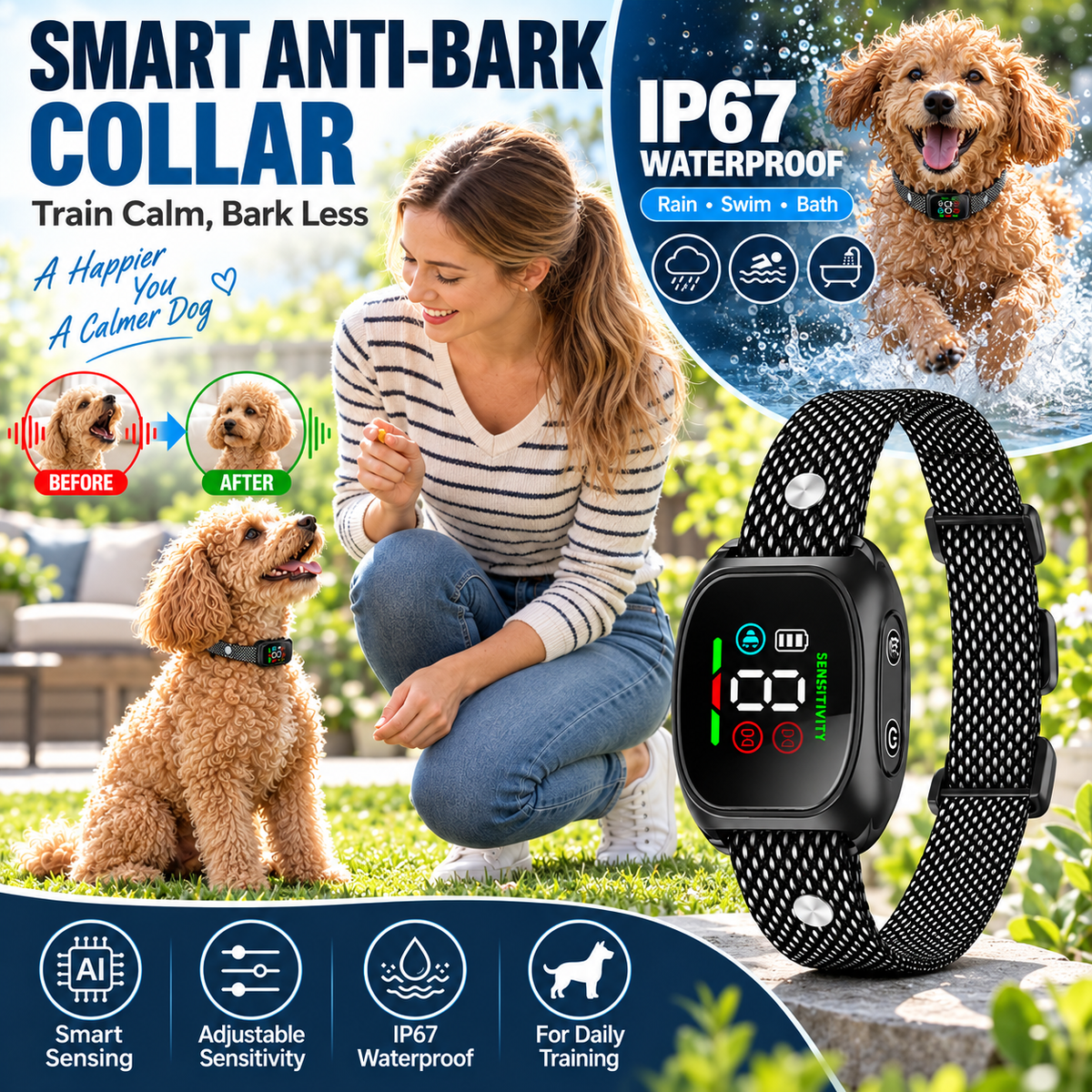 🐕LIMITED TIME 50% OFF!⏳🔥🐶 No-Shock Anti-Bark Collar with Beep and Vibration