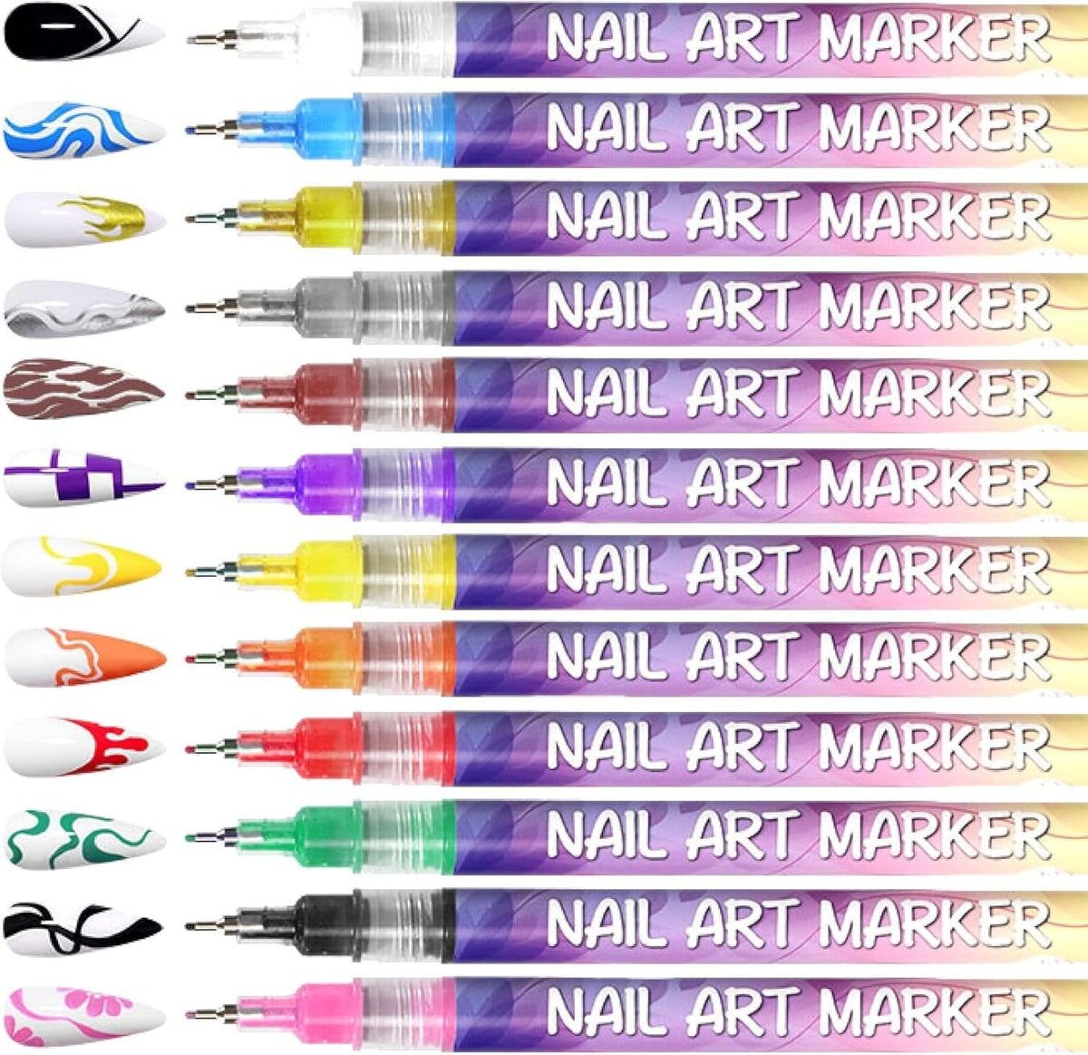 🎨12 Colors Nail Art Pens Set