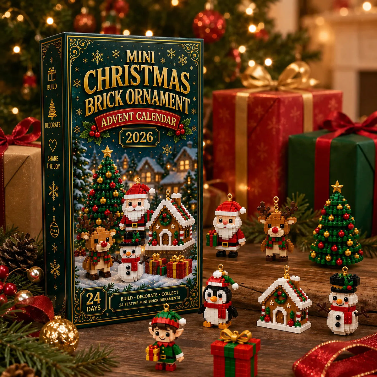 🎄🧱 24-Day Mini Christmas Brick Ornament Advent Calendar – Build, Hang & Keep 24 Holiday Ornaments 🎁✨