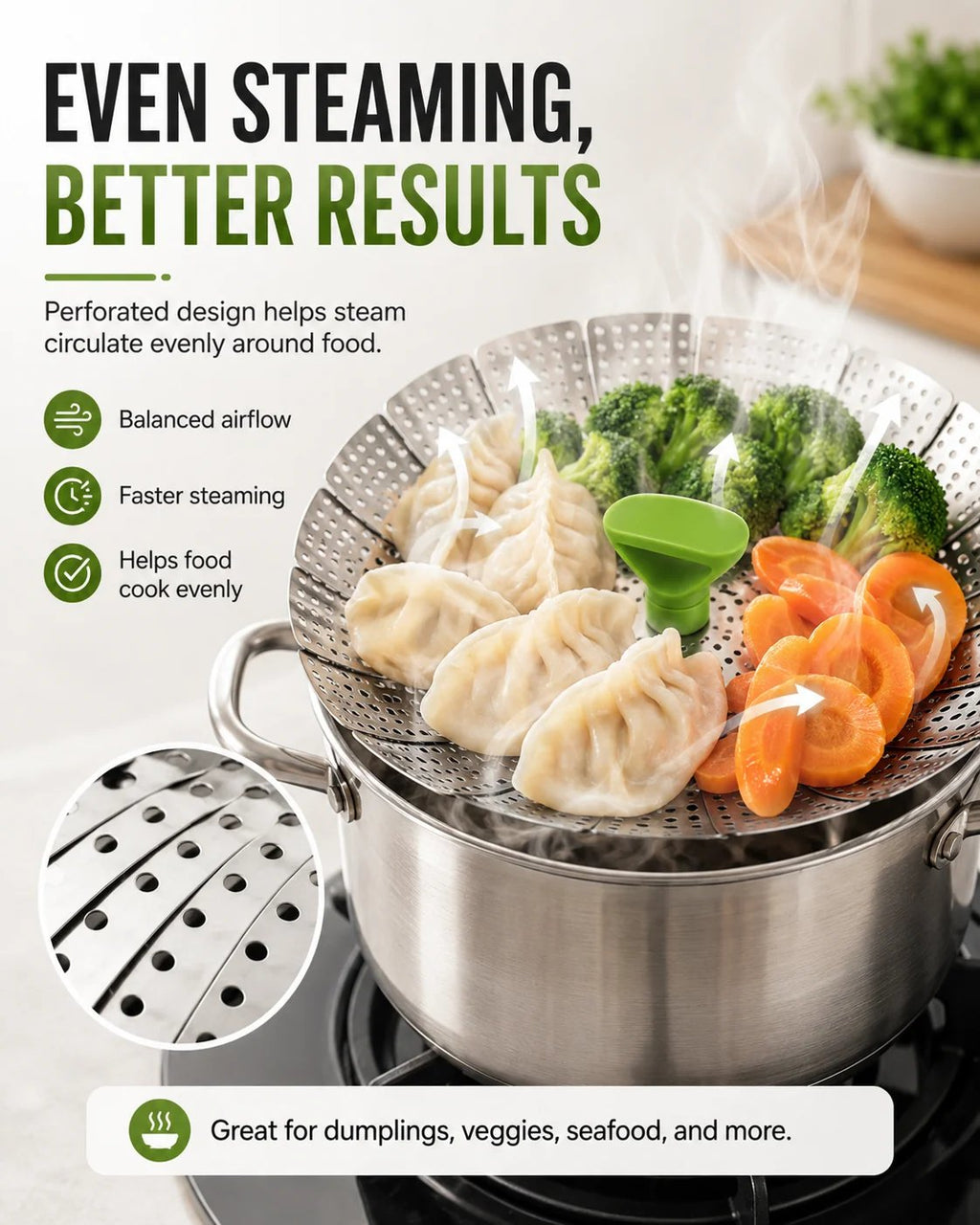 🥦💨 Expandable Stainless Steel Steamer Basket | Foldable Pot Insert 🍲✨