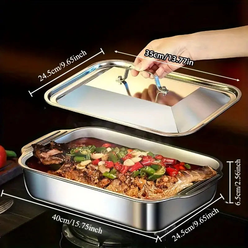 🥘🥘Large, extra-thick, heavy-duty baking pan; high-temperature resistant kitchen tray.