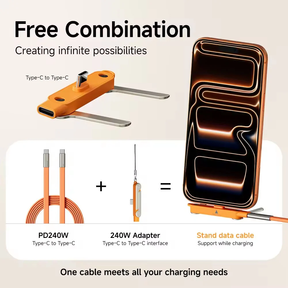 ⚡🔌 Type-C Fast Charging Cable with Detachable Stand 📱✨