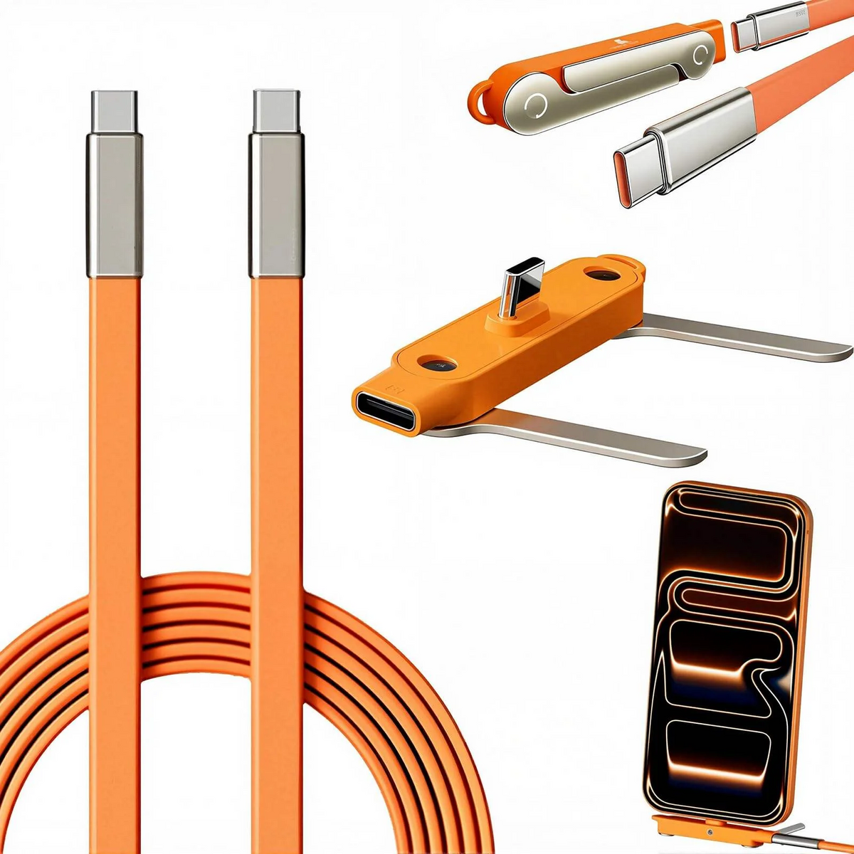 ⚡🔌 Type-C Fast Charging Cable with Detachable Stand 📱✨
